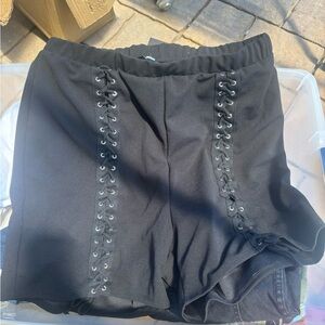 Black Lace-Up Women's Shorts